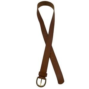 Unbranded-Women's Brown Leather Belt with Brass Buckle